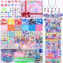 AIPRIDY 3200 Pcs Unicorn Jewelry Activity Kit,Clay Beads Bracelet Making Kit,Flat College Style Beading for Friendship Jewelry Making,Crystal Time Gem Ring Gifts,DIY Crafts for Teen Girls(Pink) (Pink 29 Cells)