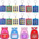 4E's Novelty 24 Pack Classroom Valentine Cards with Tic Tac Toe Keychains Games, Bulk Valentines Day Cards & Gifts for Kids School Valentines Classroom Exchange, Valentines Party Favors