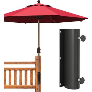 EliteShade USA Full Aluminum Non-Rust Deck Umbrella Mount, Heavy Duty Metal Patio Umbrella Base Stand, Outdoor Umbrella Holder for Deck Railing, Black