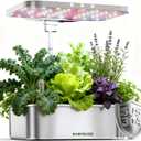 Stainless Steel Hydroponics Growing System Kits, Controlled Smart Indoor Garden with LED Grow Light Full Spectrum, 15 Pods Plant Germination Kit, with Quiet Pump,for Vegetables Herbs,Gardening Gifts