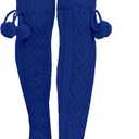 YELAIVP Women's Thigh High Socks - Extra Long Cable Knit Over the Knee Socks and Leg Warmers (923-dark Blue)