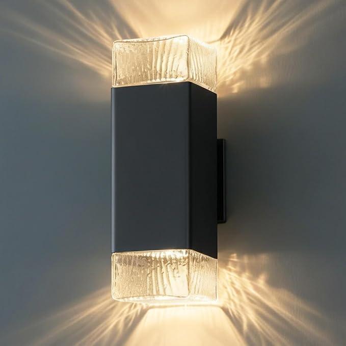 RAYVO Outdoor Wall Light, Modern Up and Down Exterior Lighting Fixture, 3CCT 3000K/4500K/6000K Adjustable Outdoor Wall Sconce, Waterproof Black Outside House Lights, Integrated LED for Porch Garage, 3 pcs