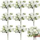 Crowye 8 Bundles Artificial Peonies Realistic Flowers with Stems Bouquet Peonies for Table Centerpieces Wedding Decoration Bridal Floral Arrangement (White)