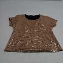 Women's Glitter Glam Sequin Top Loose Sleeves Sparkly Shimmer Party Bridesmaid Sequined Tunic Top M Rose Gold