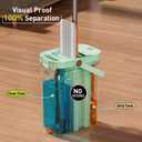 HoMettler 3-Tank Transparent Mop and Bucket Set with Separate Dirty & Clean Water, 65" Flat Mop for Floor Cleaning, 4 Machine Washable Microfiber Pads for Wood Tile - Green