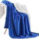 NANPIPER Flannel Blanket Reversible Sherpa Throw Blanket Super Soft Fuzzy Plush Fleece for Bed/Couch Lightweight(50"x60",Princess Blue)