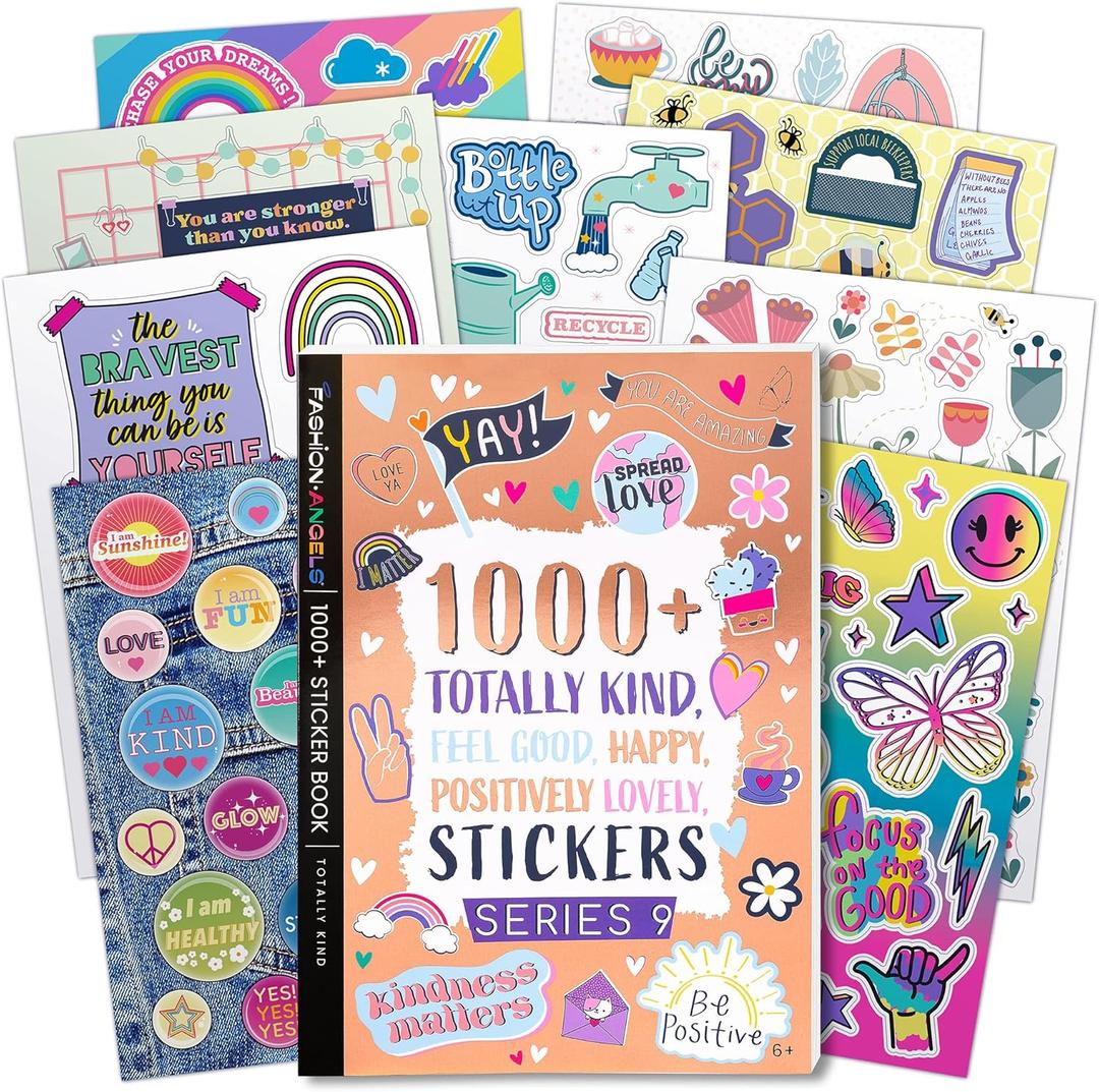 Fashion Angels 1000+ Kindness Stickers for Kids Positive Affirmation & Mental Health Stickers - 40-Page Sticker Book for Scrapbooks, Planners, Rewards, Ages 6+ Fashion Angels 1000+ Kindness Stickers for Kids Positive Affirmation & Mental Health Stickers - 40-Page Sticker Book for Scrapbooks, Planners, Rewards, Ages 6+