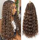 Eerya 8 Packs Boho Goddess Box Braids Crochet Hair for Black Women 18 inch Pre-looped Bohemian Crochet Box Braids With Curly Ends Synthetic Crochet Hair Extensions (18 inch, P4/30)