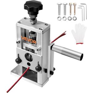 VEVOR Manual Wire Stripping Machine, 0.06-1 in, Copper Stripper with Hand Crank or Drill Powered, 64Mn Quenched Blades, 45# Steel Rollers, Aluminum Alloy Frame Wire Peeler, for Scrap Copper Recycling