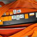 American Mahjong Tile Set,166 Orange Tiles Mahjong Set,4 Colors Mahjong Racks,Travel Mahjong Set with Orange Carrying Bag, 1.2" x 0.9" x 0.5"