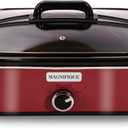 Magnifique 4-Quart Slow Cooker with Casserole Manual Warm Setting - Perfect Kitchen Small Appliance for Family Dinners, Dishwasher Safe Crock, Red