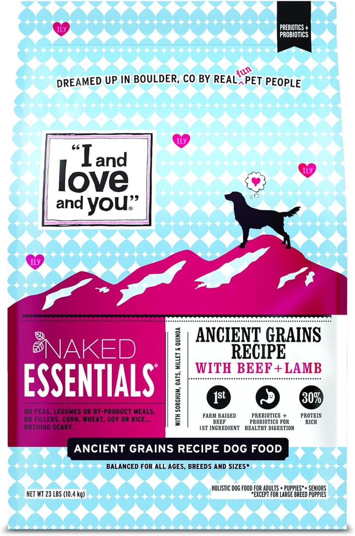 I and love and you Naked Essentials Ancient Grains Dry Dog Food - Lamb + Beef - High Protein, Real Meat, No Fillers, 23lb Bag (23 Pound (Pack of 1))