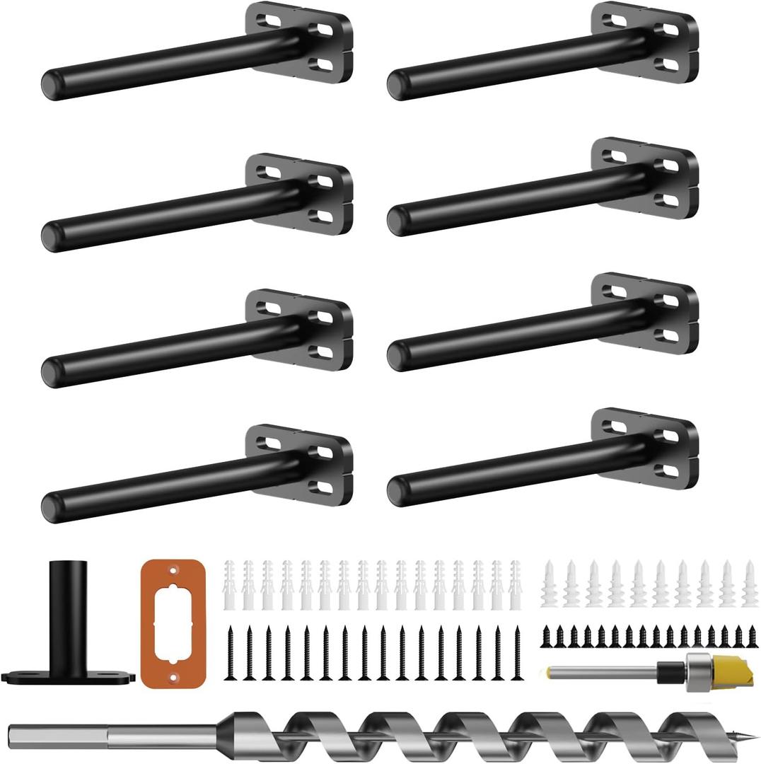 8pcs Wall Shelf Brackets Heavy Duty Floating Shelf Bracket Hidden,Invisible Black Shelving Brackets Decorative Floating Shelf Hardware Heavy Duty,Metal Shelf Support Bracket(6"-8pcs)