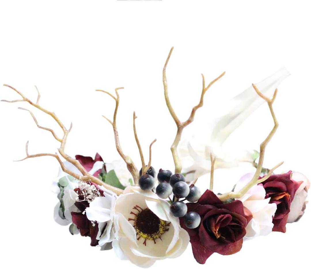 Vivivalue Floral Crown Girl Floral Headband Flower Headpiece Halo Wedding Party Photos