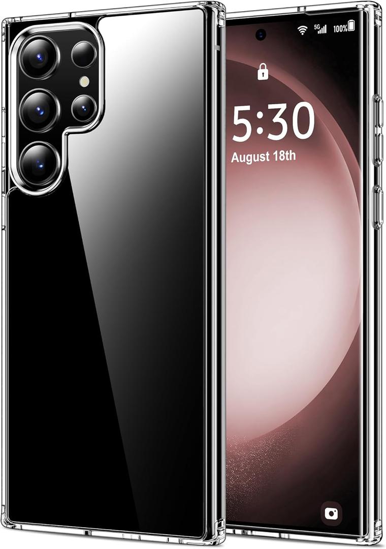 HOOMIL Case for Samsung Galaxy S23 Ultra 5G 6.8-Inch, Non-Yellowing, Drop Protection, Anti-Scratch, Transparent Hard Back Phone Cover - Crystal Clear