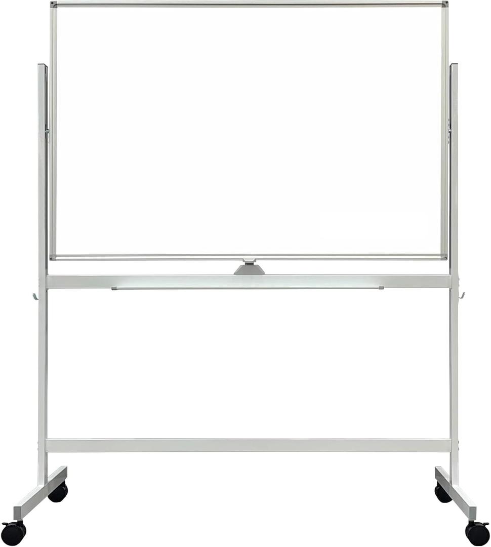 BIBOC Large White Board 32x48 Inches - Mobile Rolling White Board on Wheels, Double-Sided Height Adjustable Dry Erase Whiteboard Wheel with Stand for Office, School, Home (4832 inches)