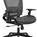 Mesh Office Chair,Ergonomic Computer Desk Chair,Sturdy Task Chair- Adjustable Lumbar Support & Armrests,Tilt Function,Comfort Wide Seat,Swivel Home Office Chair (Grey)