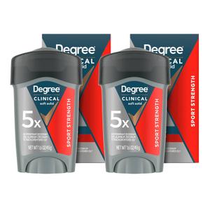 Degree Men Clinical Strength Antiperspirant Deodorant 2 Pack Sport Strength Soft Solid 96-Hour Sweat and Odor Protection 5x Types of Sweat 1.6 oz