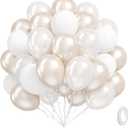 60pcs Double Stuffed Pearl Balloons 12inch, Pearl White Balloons, White Latex Balloon for Wedding Bridal Baby Shower Birthday Party Decorations
