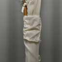 PHI VILLA 7ft Beach Umbrella with Fringe & Sand Anchor, Outdoor Patio Heavy Duty Windproof Portable Tassel Umbrellas for Sand with Push Button Tilt & Carrying Bag, UPF 50+, White(No Base)