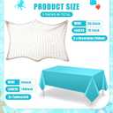 Unittype 6 Pcs Fish Net Decorative and Tablecloth Set, Cotton Fishnet and Plastic Table Cover Decorations Set for Nautical Themed Party Baby Shower Pirate Decorations Mermaid Party(Turquoise)