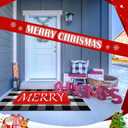 Geelin 2 Pcs Christmas Door Mat Outdoor Merry Christmas Front Door Mats Buffalo Checkered Rug (30'' x 18'' and 43'' x 27.5'') for Home Entrance Indoor Outdoor Decorative Coir Rugs