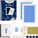 Tubuui Paw Print Kit for Dogs Cats,Inkless Baby Hand and Footprint Kit, Dog Nose Print Kit,Clean Touch Ink Pad Kit,No Mess Newborn Baby Footprint Kit, Pet Paw Print Kit for Family Keepsake (Large (Pack of 2), Blue)