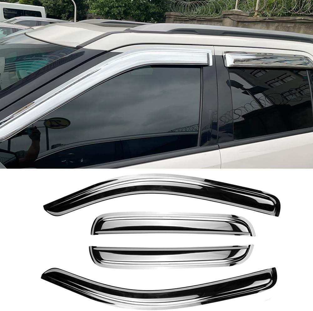 94966Y Chrome Side Window Visor Wind Vent Deflector fit for 2015-2020 Cadillac Escalade ESV,Chevy Suburban,GMC Yukon XL,4pcs Outside Mount Style Shade Sun Rain Guards Set