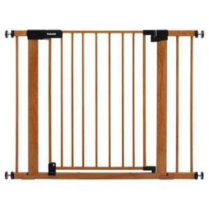 BABELIO 29-40" Metal Baby Gate with Wood Pattern, Auto Close Dog/Pet Door for The HouseStairs and Doorways, Pressure Mounted Barrierr, NO Tools Needed (30" Tall, 29-40" Width)
