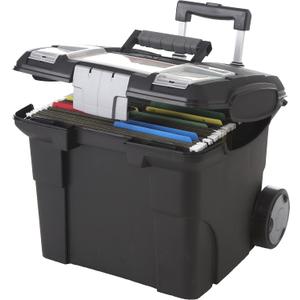 Storex Premium File Storage Box on Wheels, Black/Grey (61507A01C)