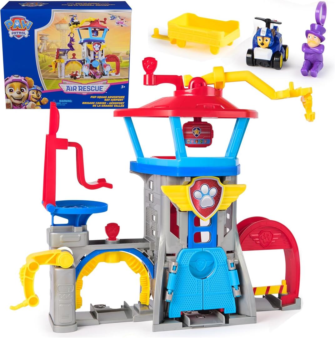PAW Patrol: Air Rescue, Pup Squad Adventure Bay Airport Playset, with Chase Toy Car & PAW Patrol Vehicle Launcher, Kids Toys for Boys and Girls 3+