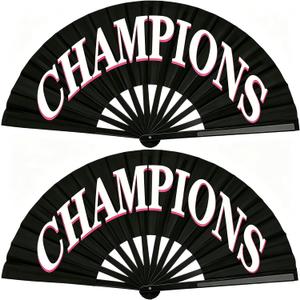 26 Inch Clacking Fan 2 Pack for Line Dancing & Boots On The Ground, Large Folding Hand Fan for Country Dancing, Rave Festival Performance, Black
