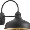 10" Dome Barn Lights for Farmhouse, Matte Black Gooseneck Outdoor Light Fixture, Exterior Porch Lighting with Wall Mount, Outside Goose Neck Wall Sconce for Patio