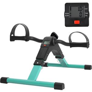 Folding Pedal Exerciser - Mini Exercise Bike Under Desk Bike Pedal Exerciser with LCD Display for Arms and Legs Workout, Portable Desk Bike Peddler Machine for Adults & Seniors (Green)