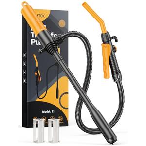 GPUTEK E1 Fuel Transfer Pump Battery Powered 2.6GMP Portable Siphon Pump with Controlled Flow & Leak-Proof 59-Inches Hose for Gasoline Gas Diesel Water