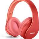 TUINYO Wireless Headphones Over Ear, Bluetooth Headphones with Microphone, Foldable Stereo Wireless Headset- (RED)