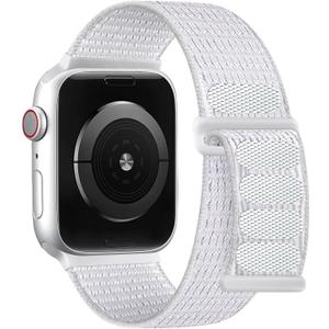 DaQin Nylon Sport Loop Compatible with Apple Watch Band 40mm 38mm 41mm 42mm 44mm 45mm 46mm 49mm, Soft Breathable Braided Wristband for iWatch Band for Women Men Series 11 10 9 8 7 6 5 4 3 2 1 SE Ultra (White)