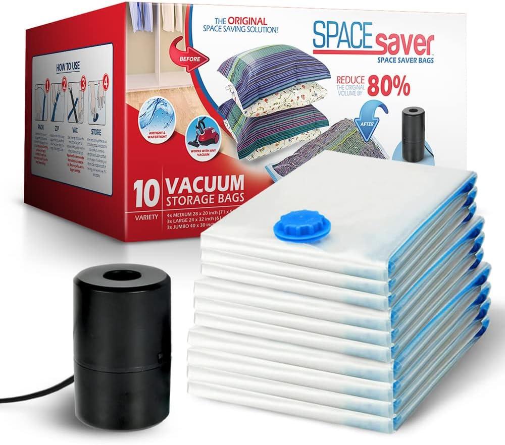 10 Pack Variety Vacuum Storage Bags for Comforters, Blankets & Clothes  Vacuum Sealed Compression Bags with Electric Pump  Space Saver Storage Bags for Bedding, Travel & Organization (4M, 3L, 3XL)