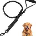 Heavy Duty Bungee Dog Leash with Shock Absorbing & Reflective Stitching - Adjustable 4-6FT Tactical Training Leash for Strong Pullers, Dual Padded Handles for Medium/Large DogsBlack