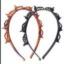 2 Pack Double Layer Headband with Mini Clips Hair Styling Tool for Women Twist Braid Hair Band with 8 Attached Hairpins Easy DIY Hairstyle Accessories Black and Brown