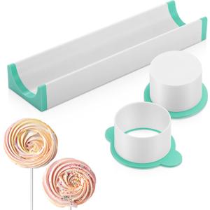 1.75 Inch Circle Cake Pop Mold Set with 9 Inch Tray Easy Cake Pop Circle Maker PLA Baking Cutter Molds Set for Home Baking, Birthday Parties, Wedding (Mint Green, White)