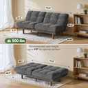 Marsail 70" Convertible Futon Sofa Bed, Small Recliner Sleeper Sofa with Adjustable Backrest, Corduroy Loveseat Futon Couch for Apartments, Living Room, Office, Guest Room (Grey)