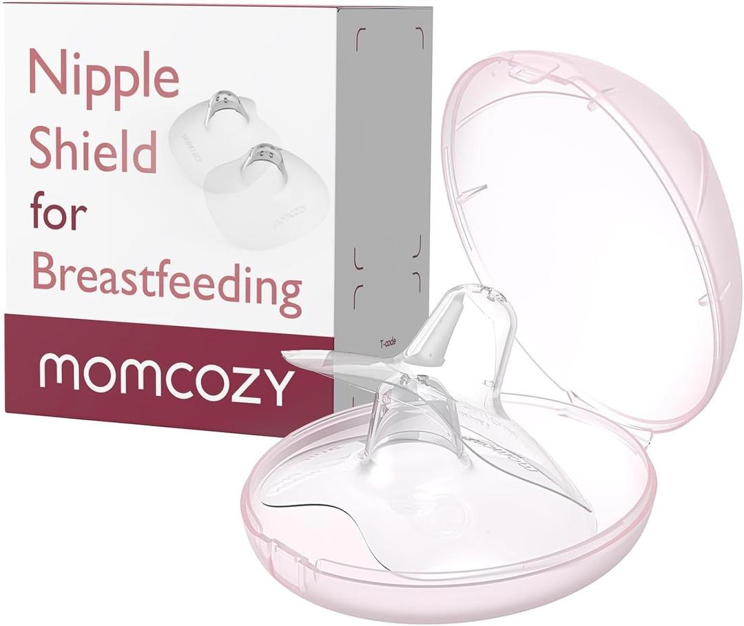 Momcozy Contact Nipple Shields, 100% Food-Grade Silicone for Breastfeeding Difficulties, Ultra-Thin & Super-Soft, Made Without BPA/BPS, Include Carry Case (17mm)