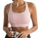 RUNNING GIRL Sports Bra for Women, Strappy Running Supportive Sports Bras High Impact Yoga Bra with Large Breasts(3182_Pink_S) (Pink, S)