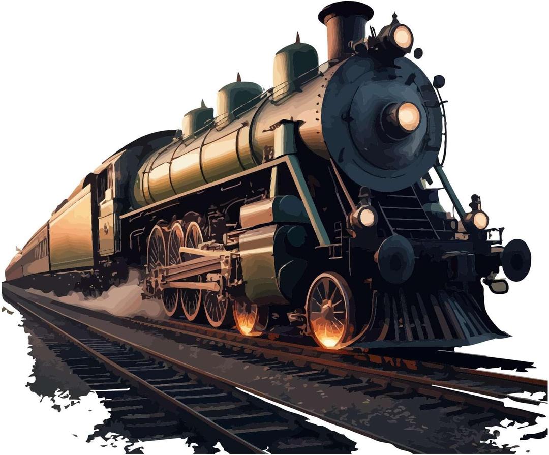 Vintage Steam Train Realistic Nostalgia Vehicle Wall Art Sticker Designs Vinyl Stickers for Home House Walls Rooms Windows Bedroom Decoration Size (26x26 inch)