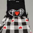 EISHOPEER Women's Cotton Pajama Set Cute Printed Short Sleeve Top & Long Pants Sleepwear Pjs Sets (XX-Large, Black & Plaid)