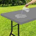 Smiry Rectangle Tablecloth, Elastic Fitted Flannel Backed Vinyl Tablecloths for 4ft Folding Tables, Waterproof Wipeable Table Covers for Indoor, Outdoor, Picnic and Camping (Gery, 24"x48")