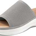 mysoft Women's Comfortable Slide Sandals Air Cushion Knit Slip On Wedge Lightweight Walking Sandals Platform Summer Shoes (6 Wide, Grey)