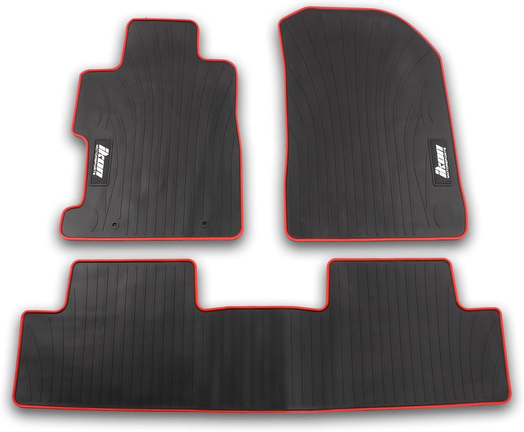 Fit 2006-2011 Honda Civic Coupe & Sedan Floor Mat Black w/Red Edge