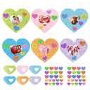 36 Sets Valentine's Day Heart Craft, Valentine's Day Photo Frame and Stickers, DIY Valentines Day Heart Picture Frame Craft Kit for Home Class Party Art Activity
